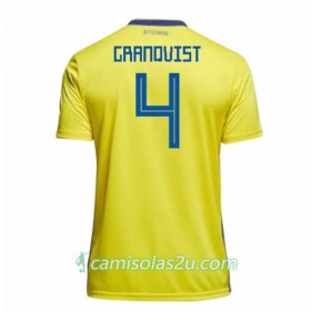 Camisolas de Futebol Suécia Granqvist 4 Equipamento Principal Copa do Mundo 2018 Manga Curta